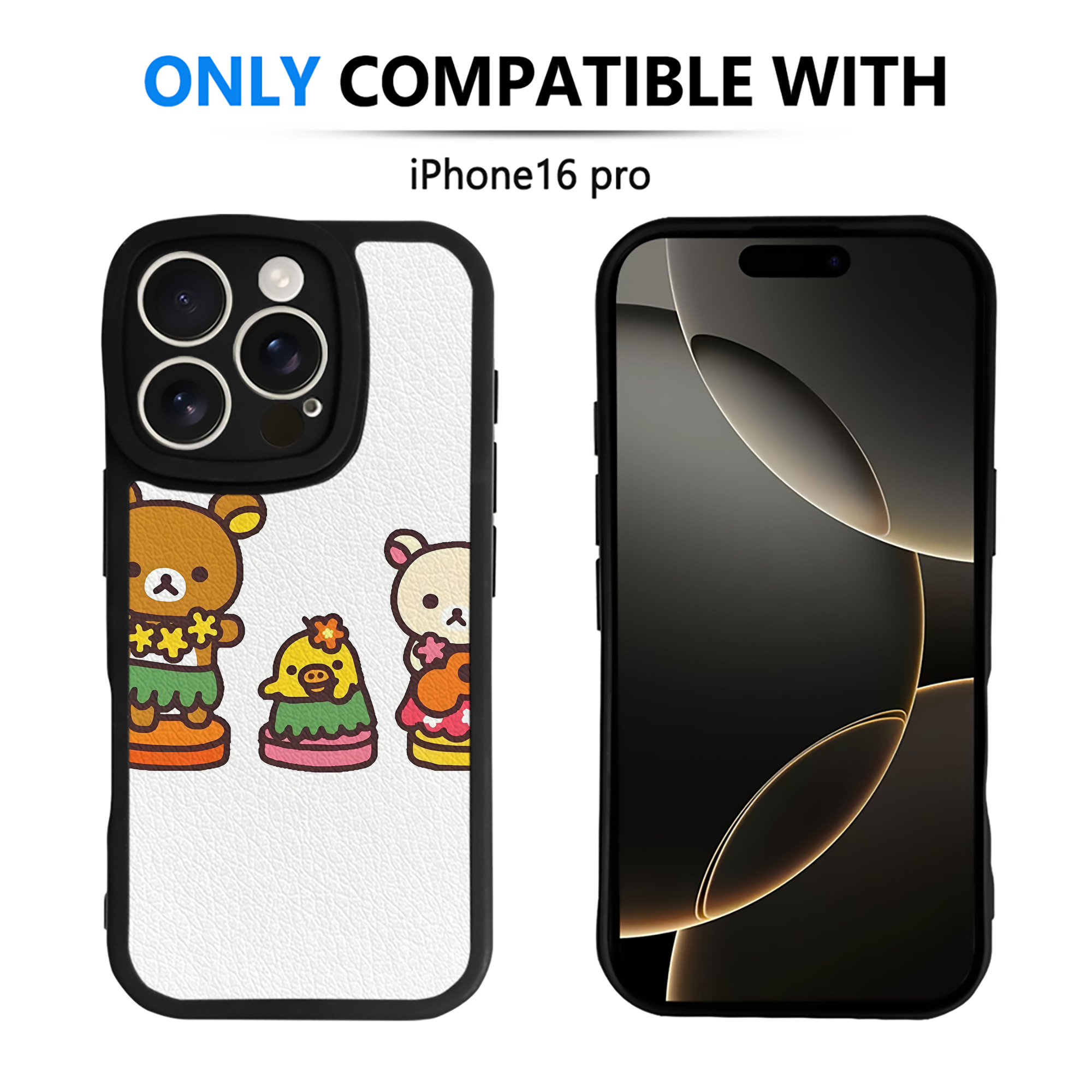 （画像用） リラックマ リラックマ キイロイトリ Rilakkuma Korilakkuma Kiiroitori 【iPhone 16シリーズ対応】シリコンスマホケース（レザー調） 材質：シリコン